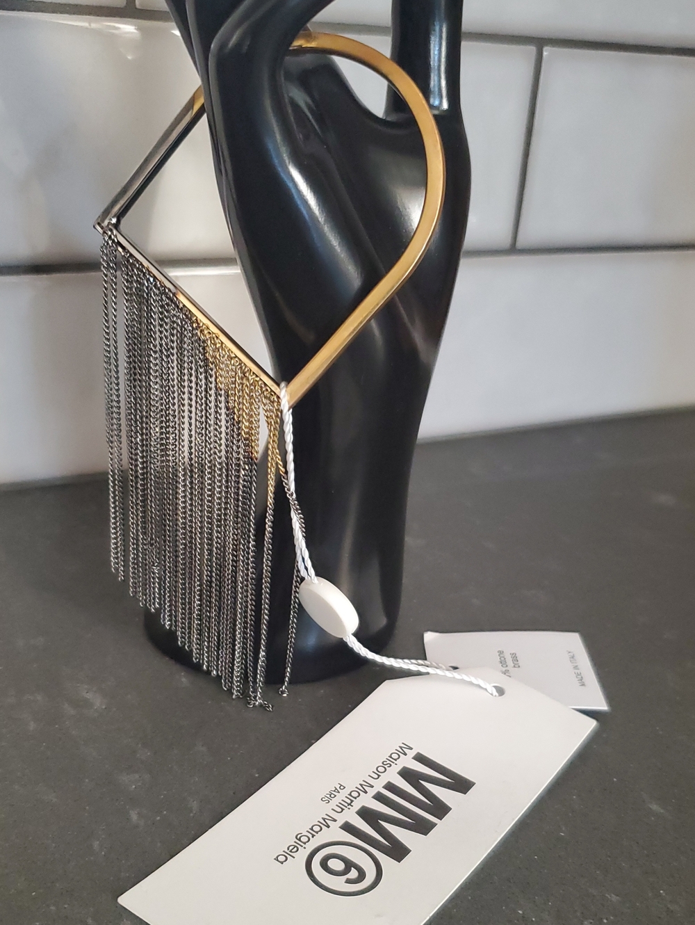 NWT MM6 Maison Martin Margiela Two-Tone Gold & Silver Chain Fringe Bracelet
